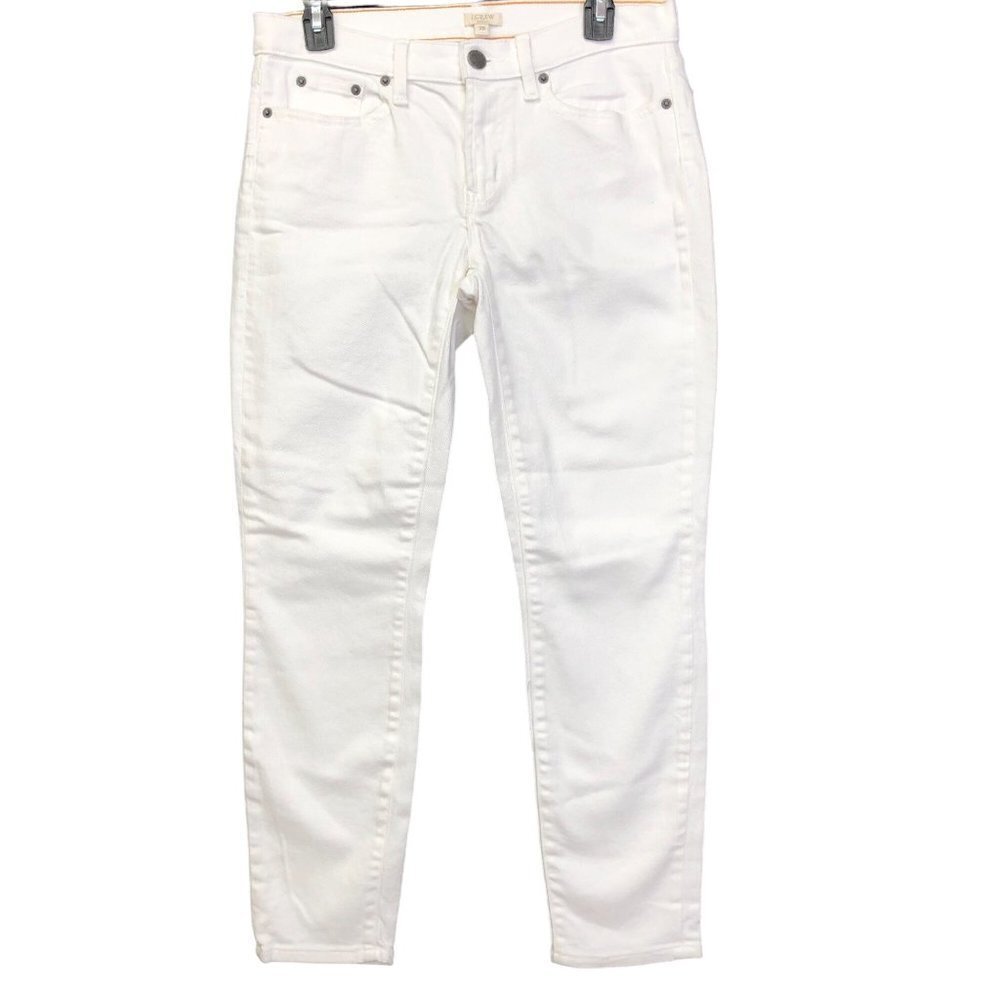 J CREW WHITE DENIM STRETCH skinny mid rise JEANS size 28